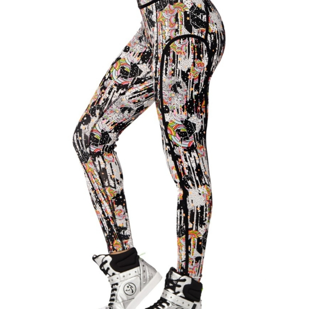 Zumba Dream Piped Unicorn colors Ankle Leggings size Med